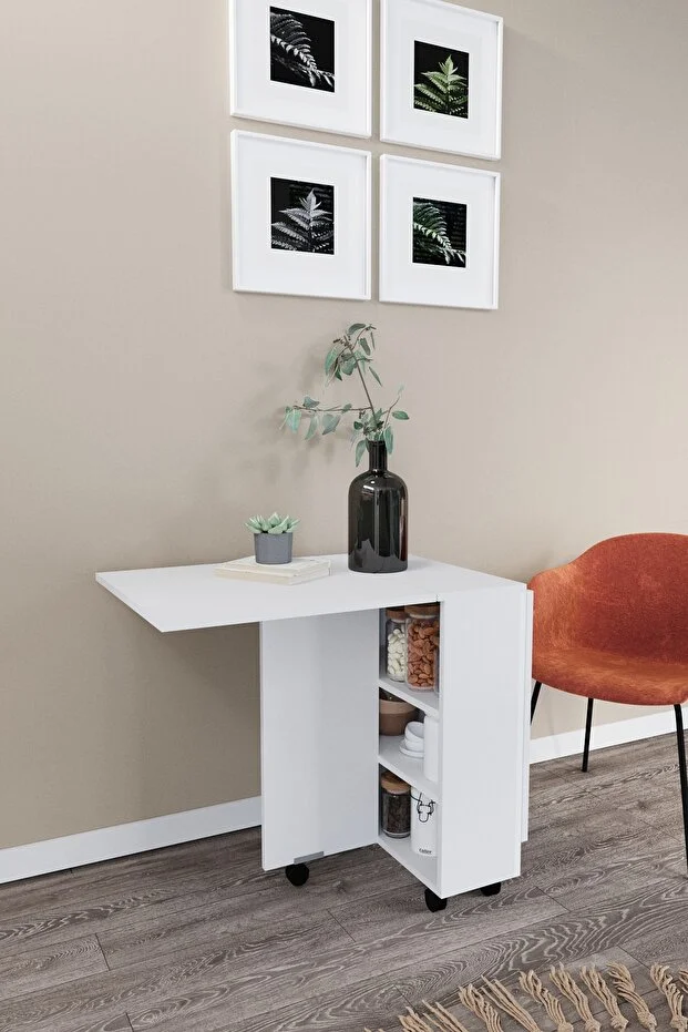 Ultra Flamingo Pratik Katlanır - Açılır Kapanır Raflı Mutfak Yemek Çalışma Masası